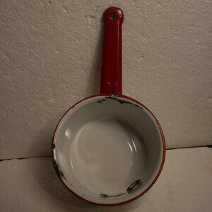 Red and White Enamel Sauce Pan